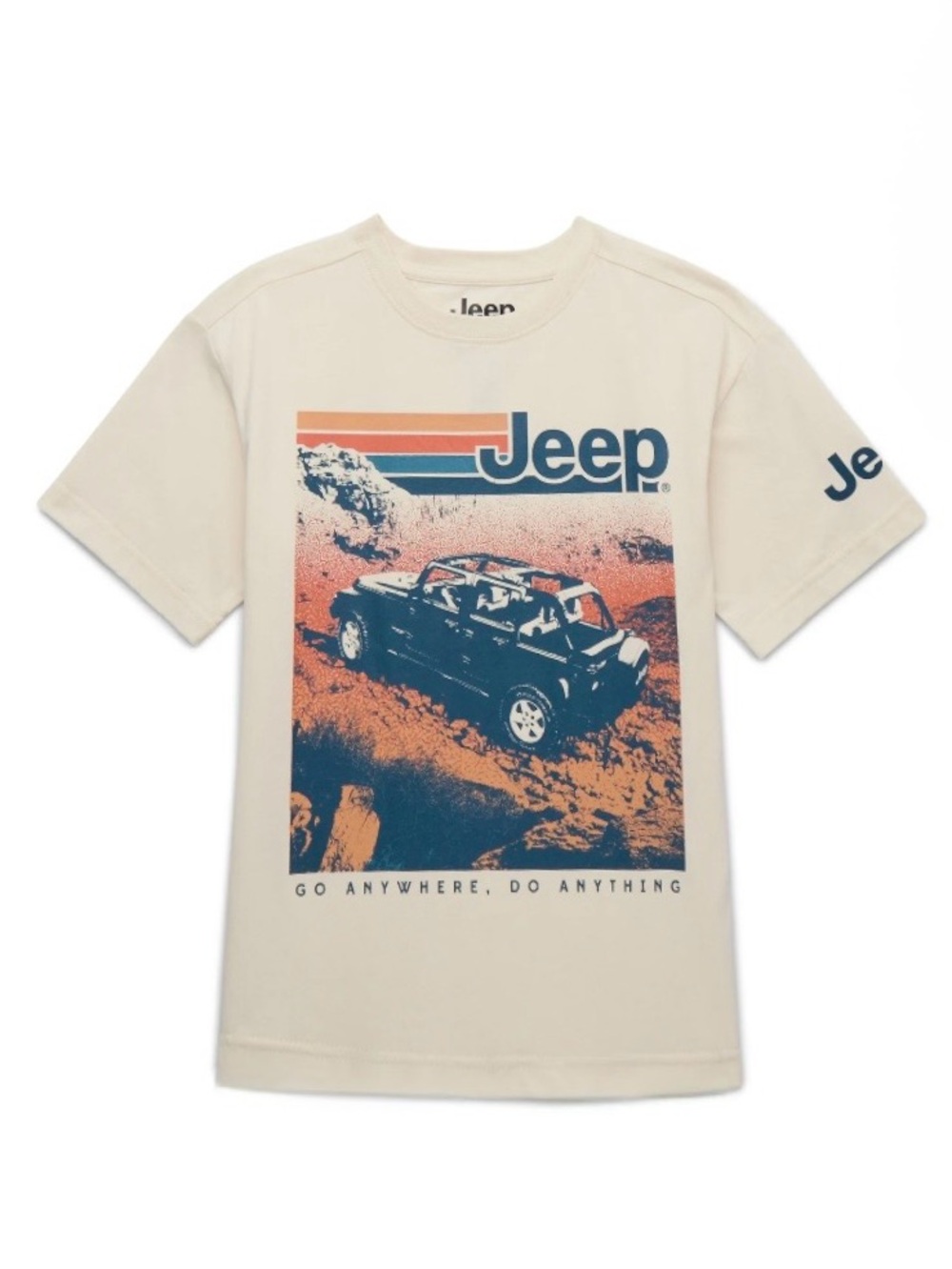 Jeep Retro Graphic T-Shirt Boys Birch Beige Cream NWT